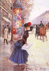 Young Woman Crossing the Boulevard